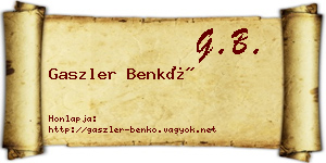 Gaszler Benkő névjegykártya